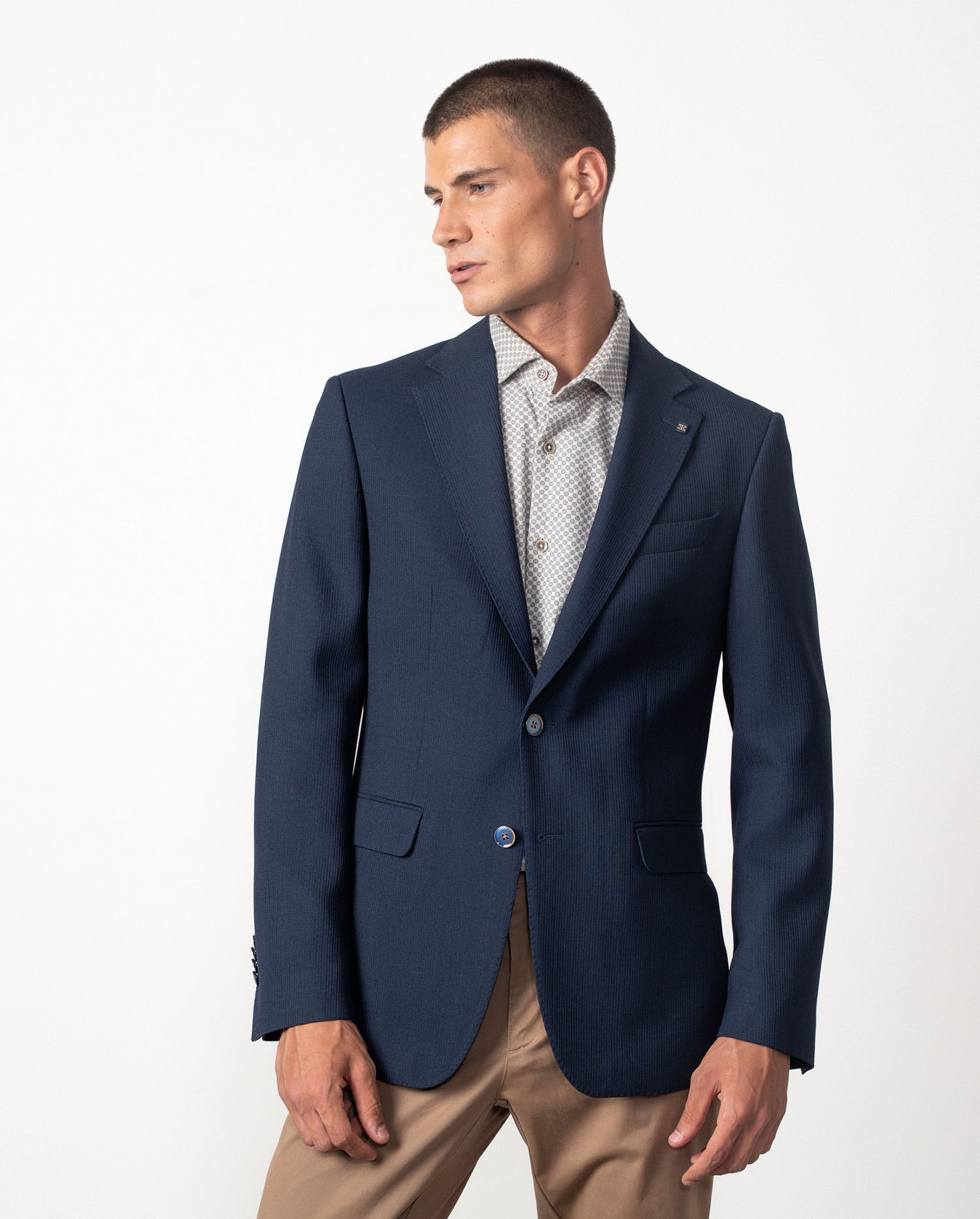 Imagen 0 de Americana de hombre regular fit de estructura de lana mezcla Azul marino
