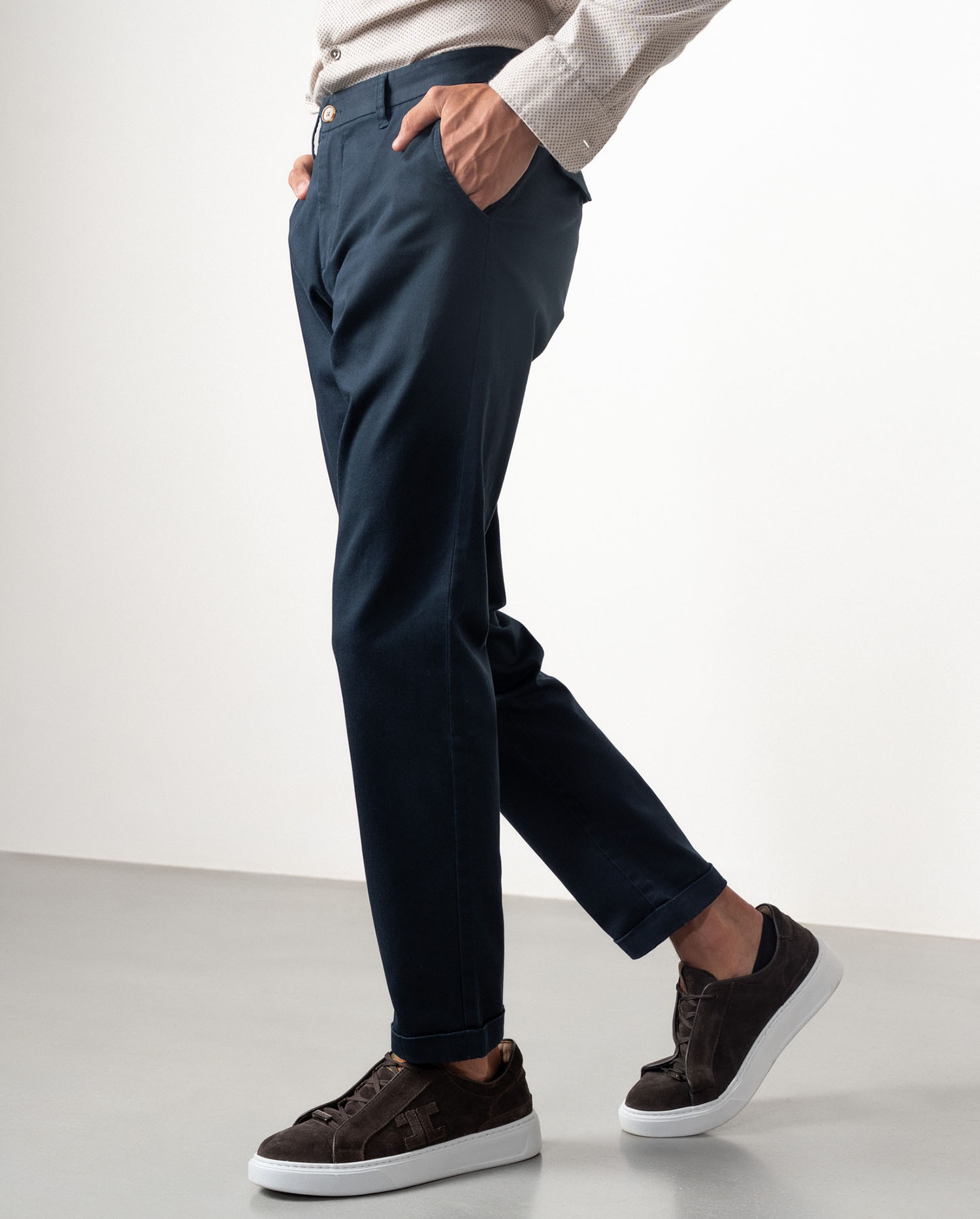 Pantalón de hombre de algodón elástico - Etiem - Azul marino Azul marino-5