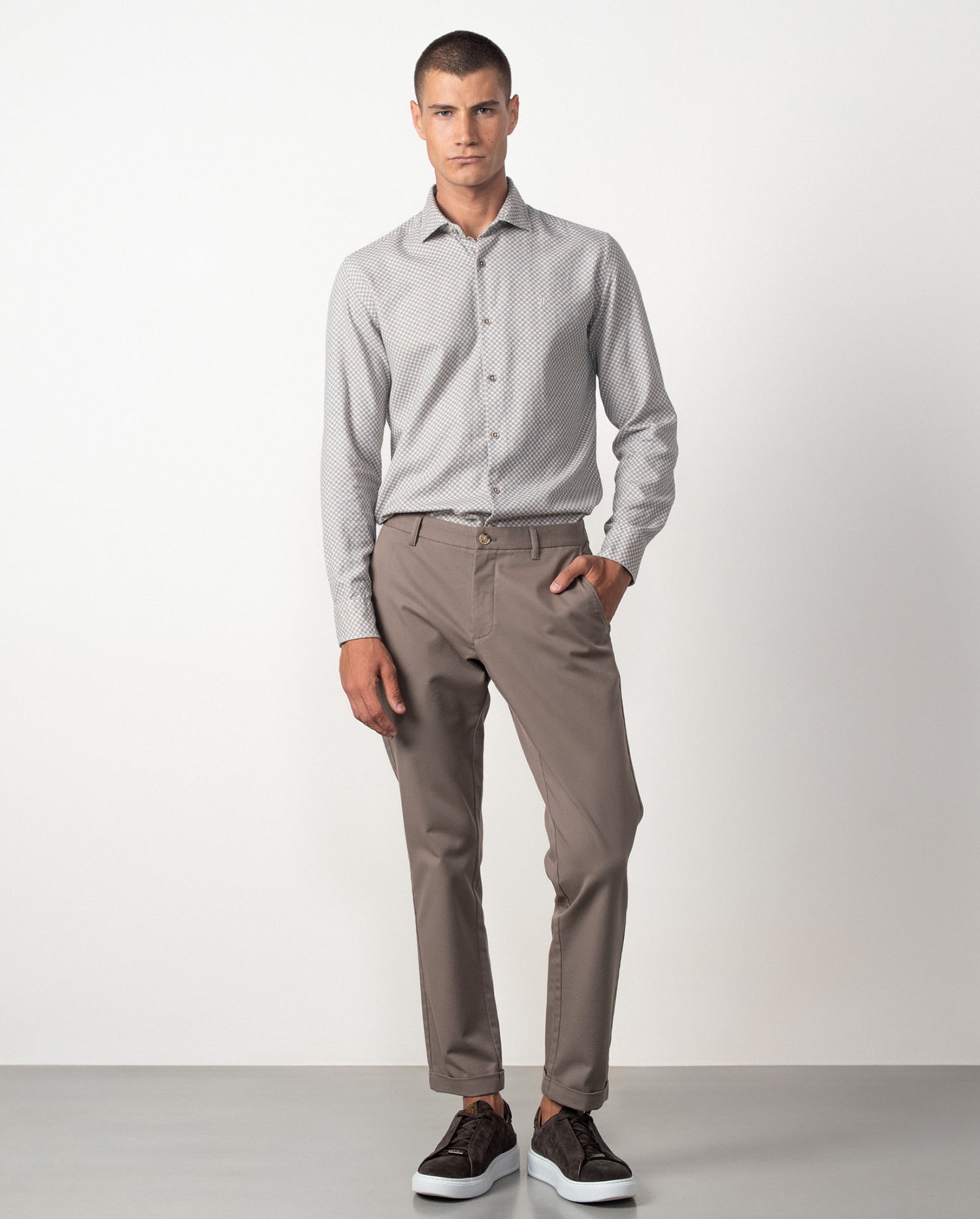 Pantalón de hombre de algodón elástico - Etiem - Marrón Marrón-1