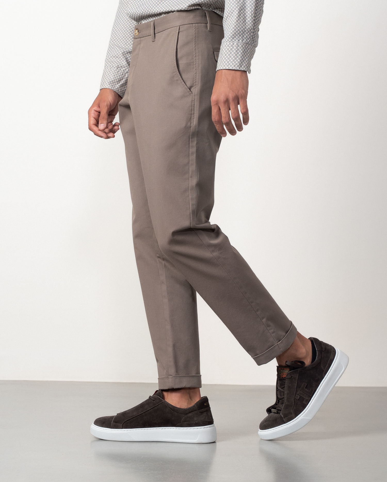 Pantalón de hombre de algodón elástico - Etiem - Marrón Marrón-4