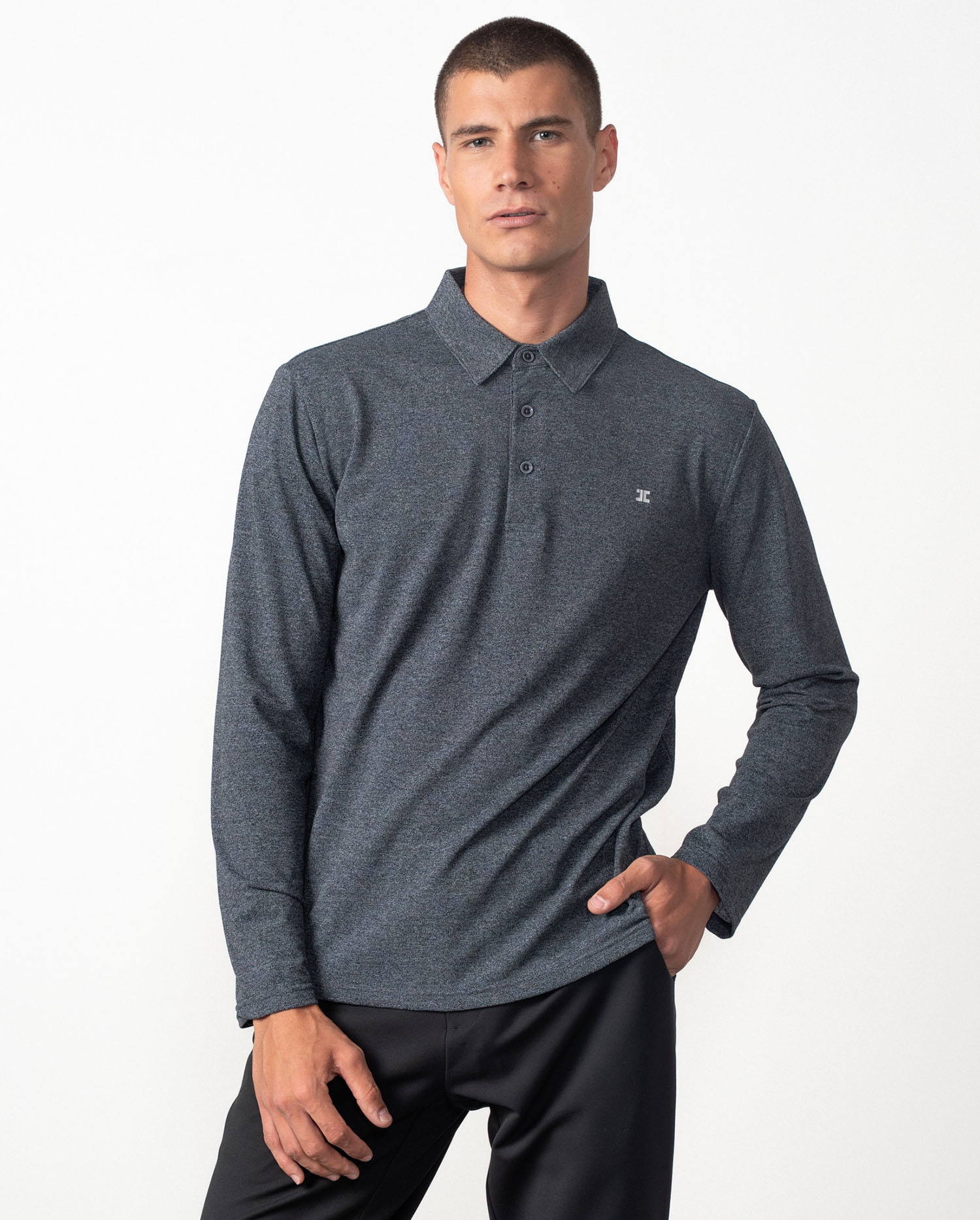 Etiem - Polo de estructura granito de hombre manga larga.