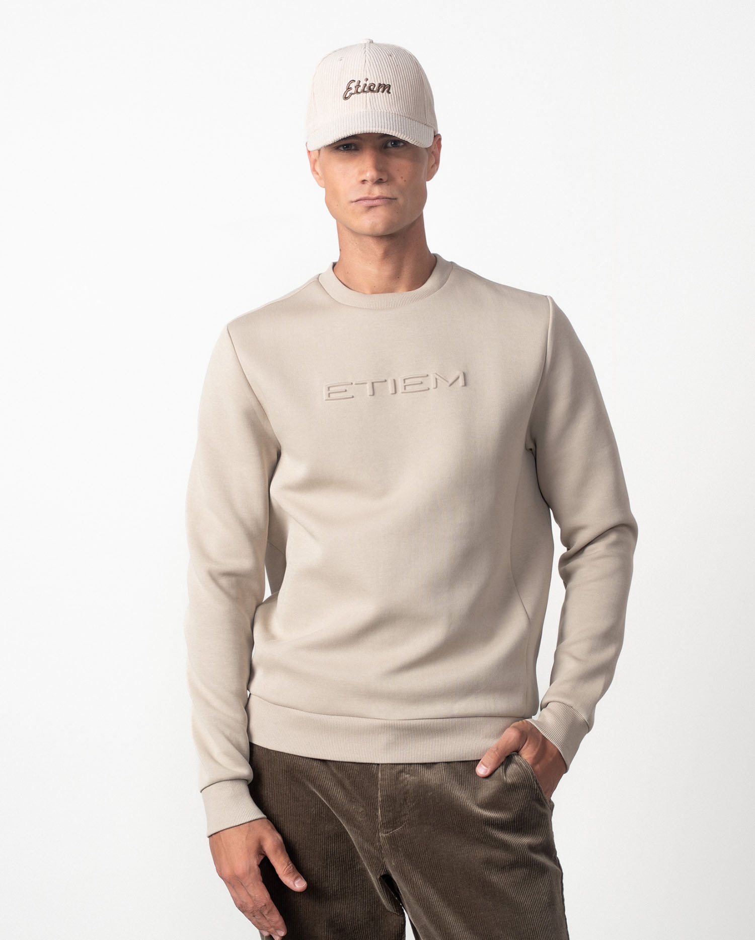 Etiem - Sudadera de hombre de cuello redondo con logo.