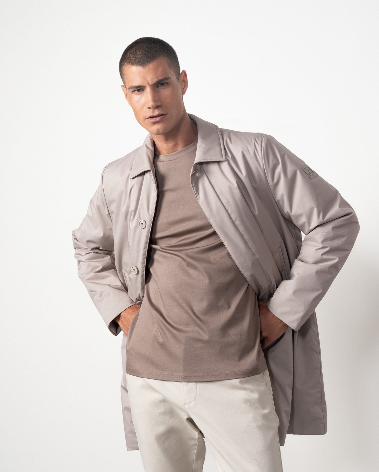 Gabardina de hombre ultraligera con cuello camisero - Etiem - Crudo Crudo-6
