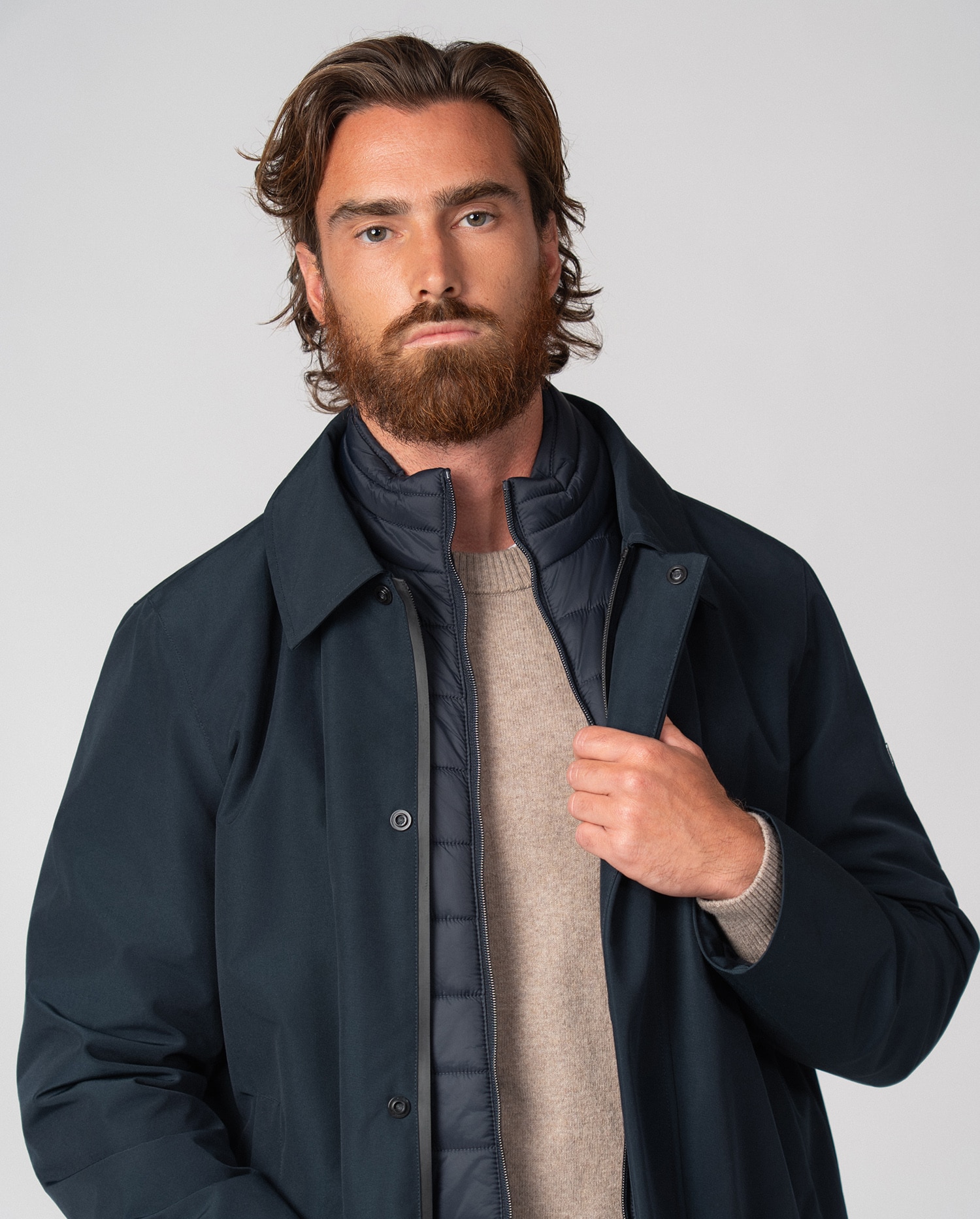 Gabardina de hombre acolchada con vista-chaleco desmontable - Etiem - Marino Marino-1