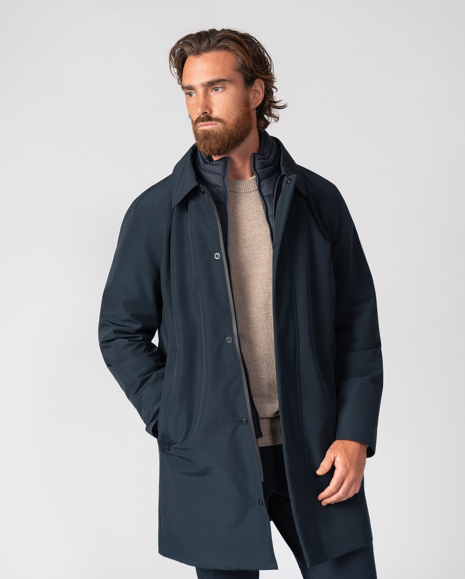 Gabardina de hombre acolchada con vista-chaleco desmontable - Etiem - Marino Marino-4