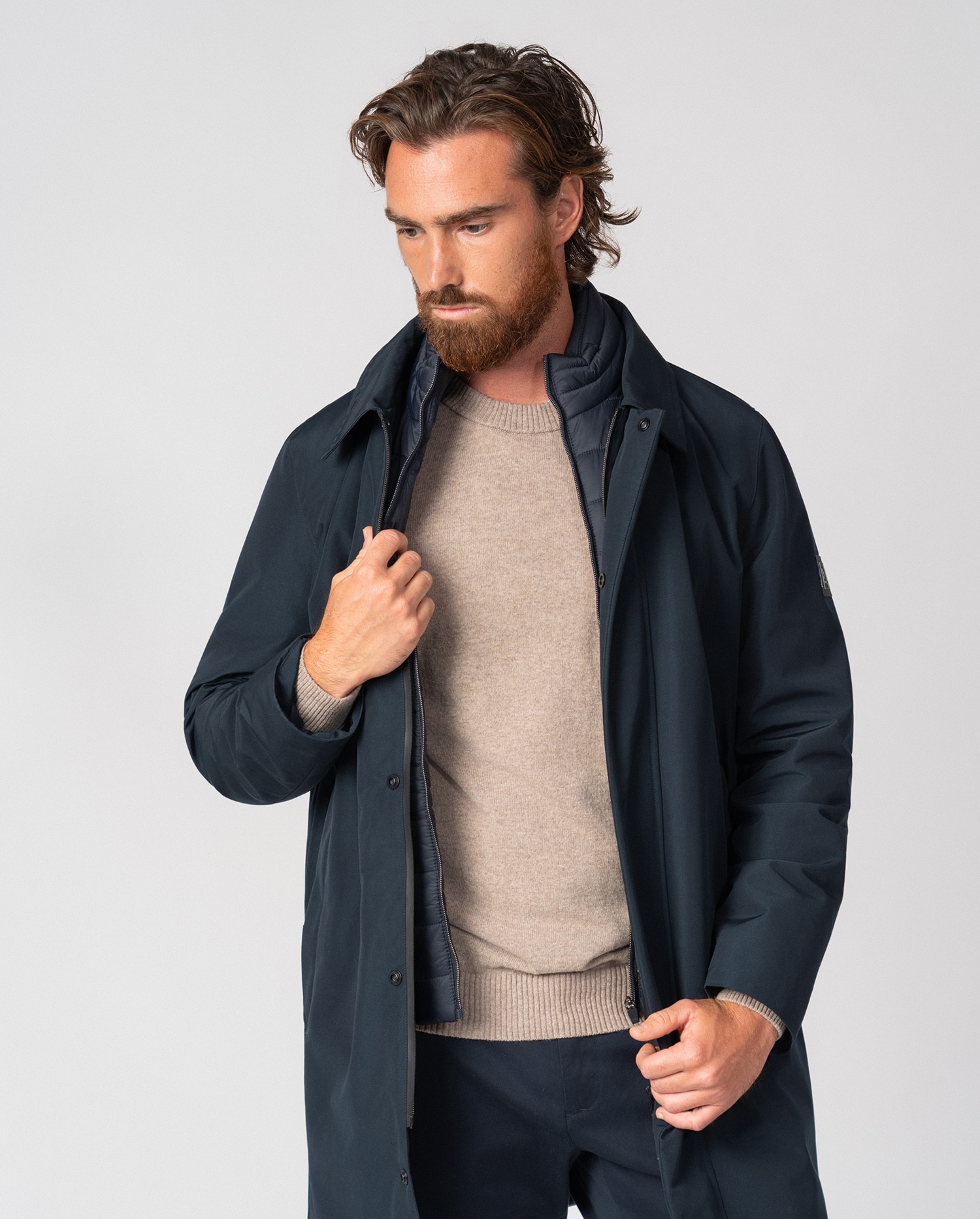 Gabardina de hombre acolchada con vista-chaleco desmontable - Etiem - Marino Marino-5