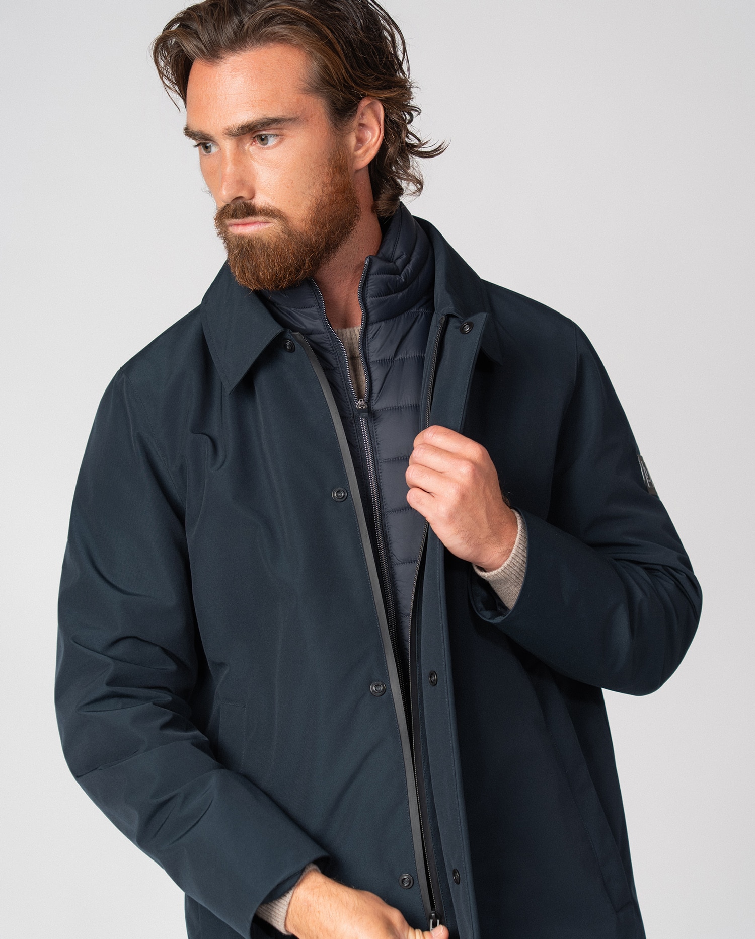 Gabardina de hombre acolchada con vista-chaleco desmontable - Etiem - Marino Marino-6