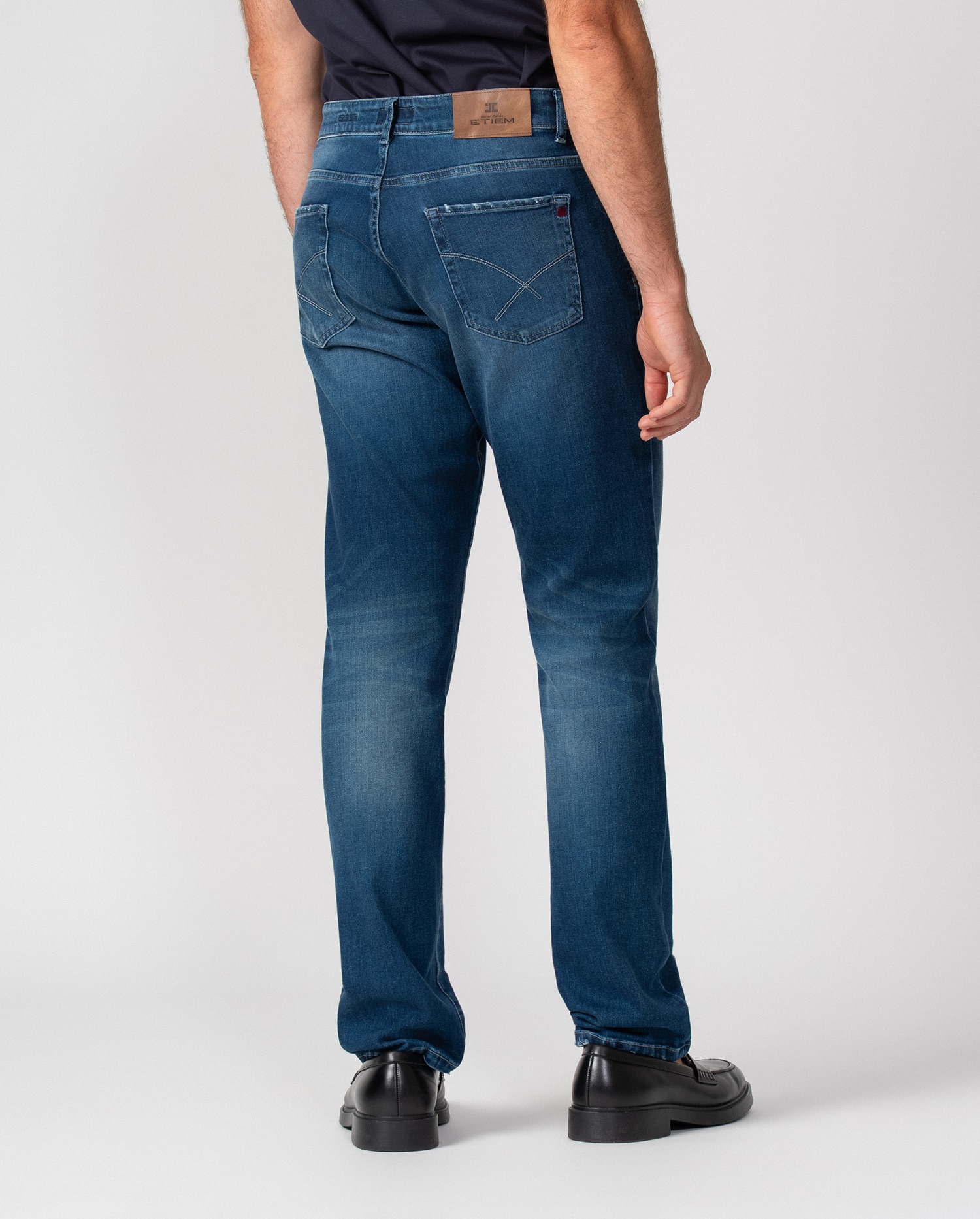 Pantalón de hombre tejano elástico lavado - Etiem - Azul denim Azul denim-3