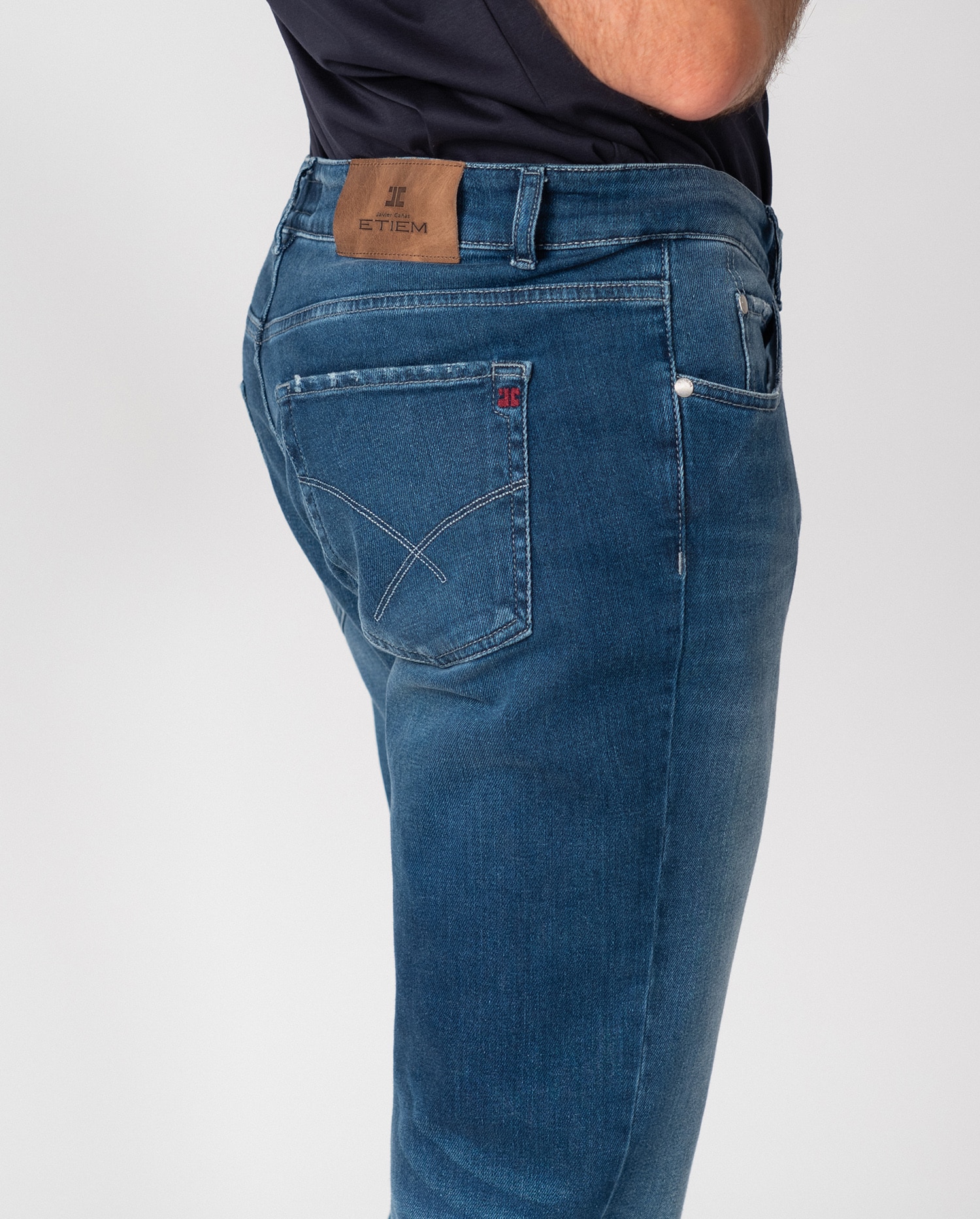 Pantalón de hombre tejano elástico lavado - Etiem - Azul denim Azul denim-4