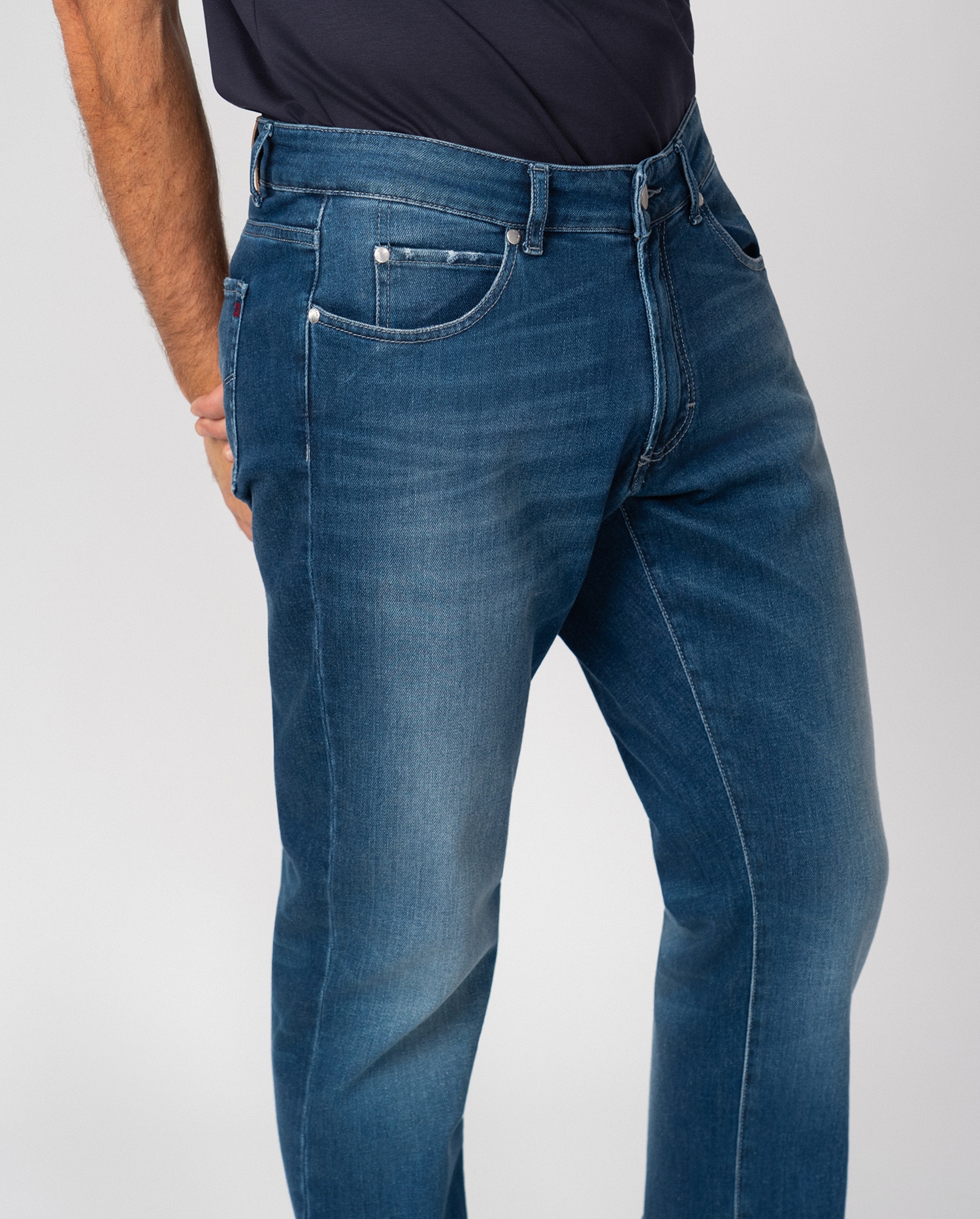 Pantalón de hombre tejano elástico lavado - Etiem - Azul denim Azul denim-5