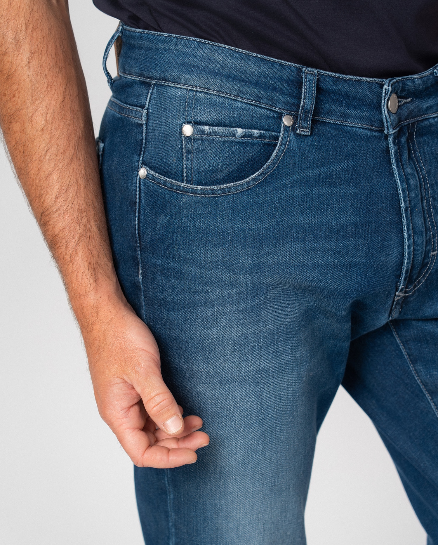 Pantalón de hombre tejano elástico lavado - Etiem - Azul denim Azul denim-6