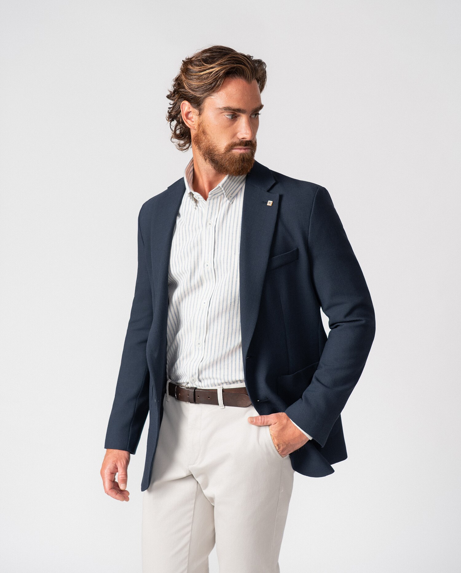 Americana de hombre regular fit tipo punto - Etiem - Marino Marino-3
