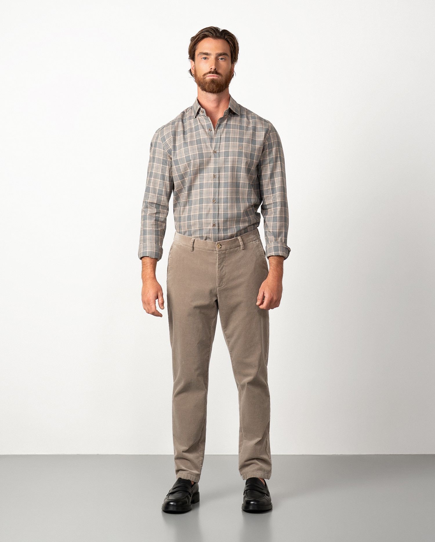 Pantalón de hombre con cordón y goma en pana - Etiem - Piedra Piedra-1