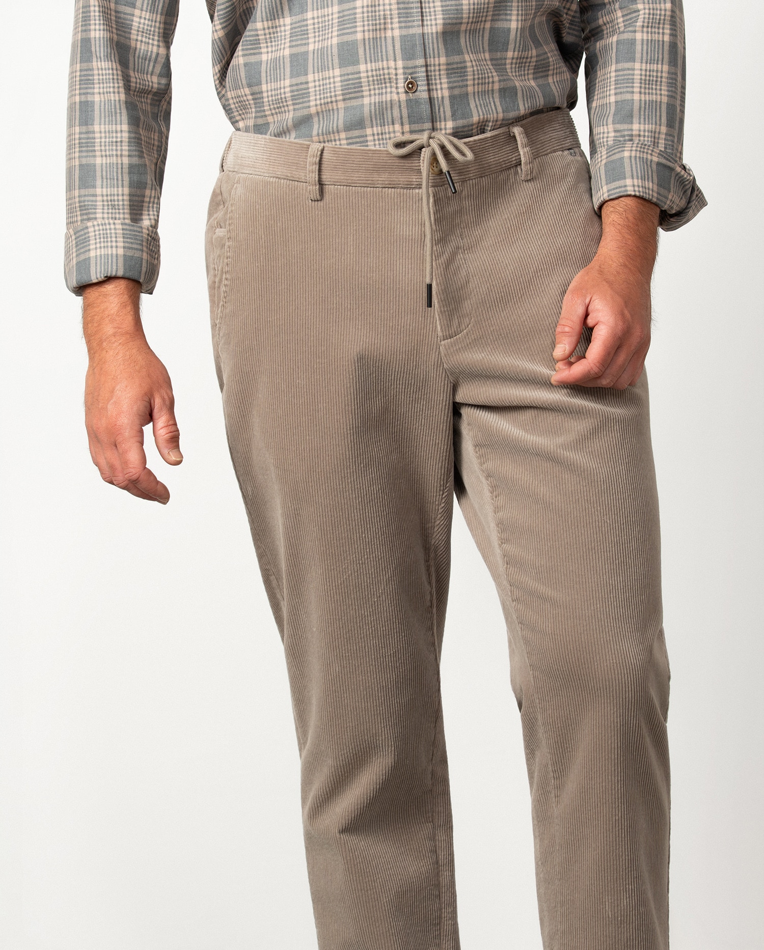 Pantalón de hombre con cordón y goma en pana - Etiem - Piedra Piedra-6