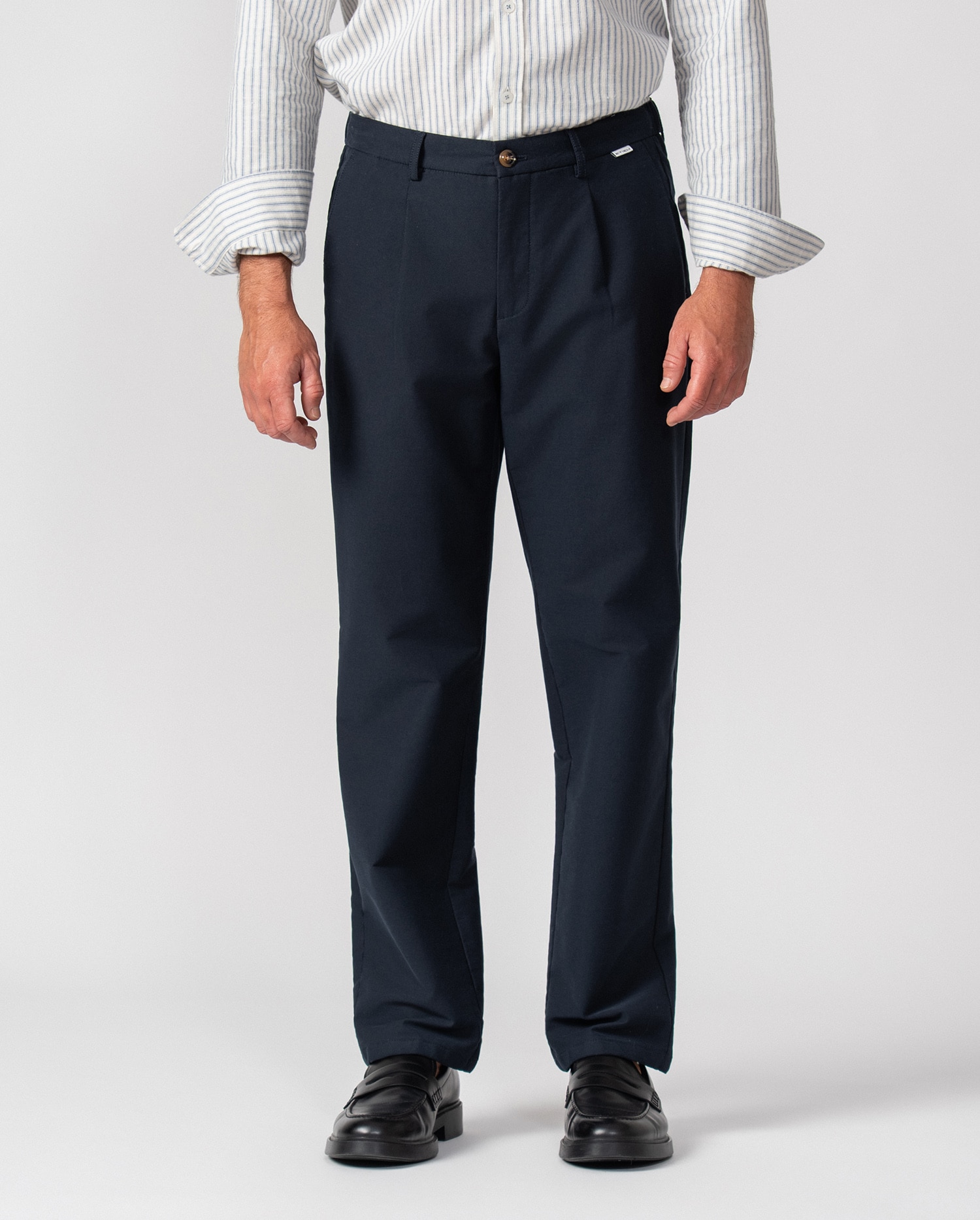 Pantalón de hombre de una pinza con cordón y goma - Etiem - Azul marino Azul marino-3