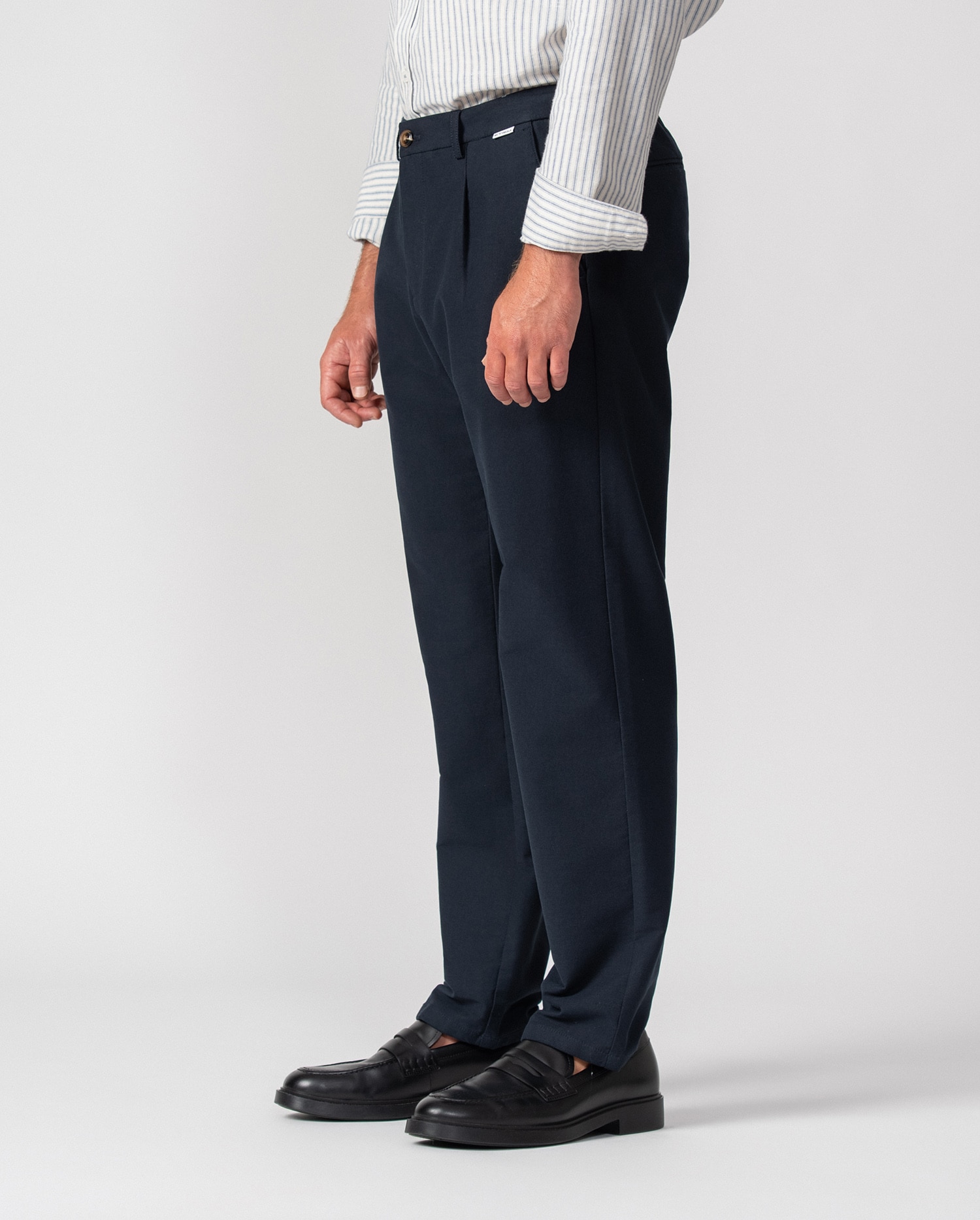 Pantalón de hombre de una pinza con cordón y goma - Etiem - Azul marino Azul marino-7