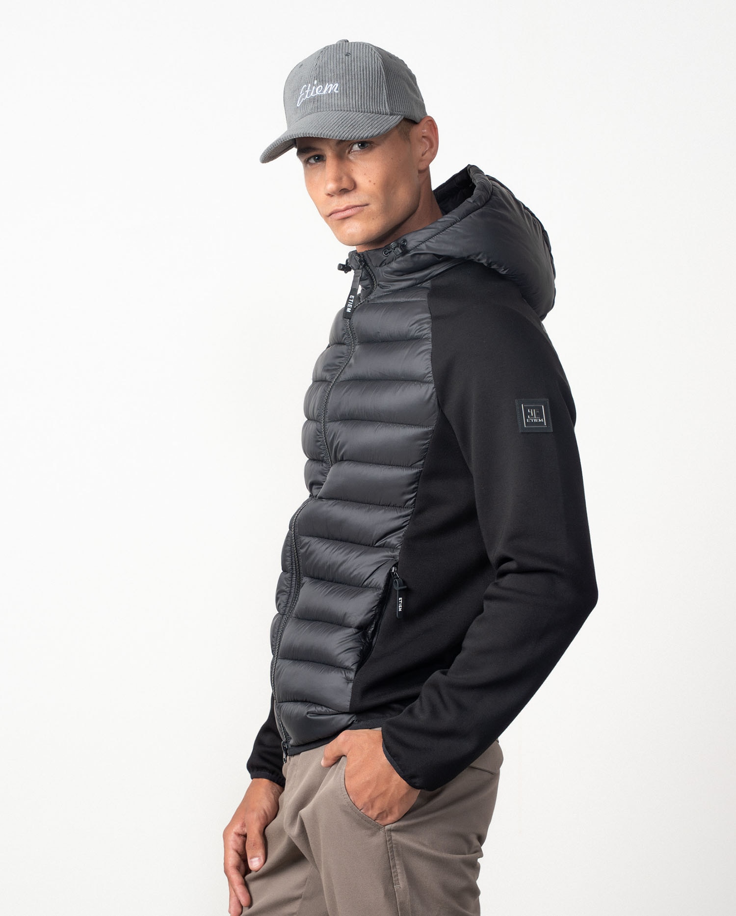 Cazadora de hombre con capucha acolchada ultraligera - Etiem - Negro Negro-4