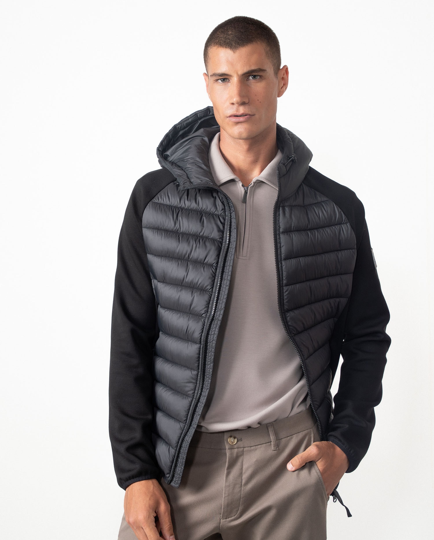 Cazadora de hombre con capucha acolchada ultraligera - Etiem - Negro Negro-6
