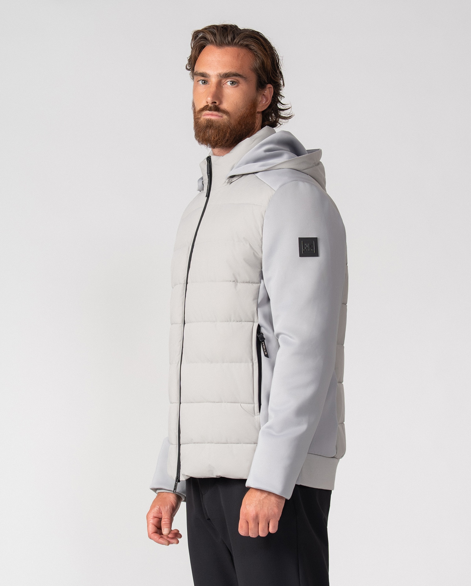 Chaqueta de hombre de tejido técnico y con capucha desmontable - Etiem - Gris claro Gris claro-2