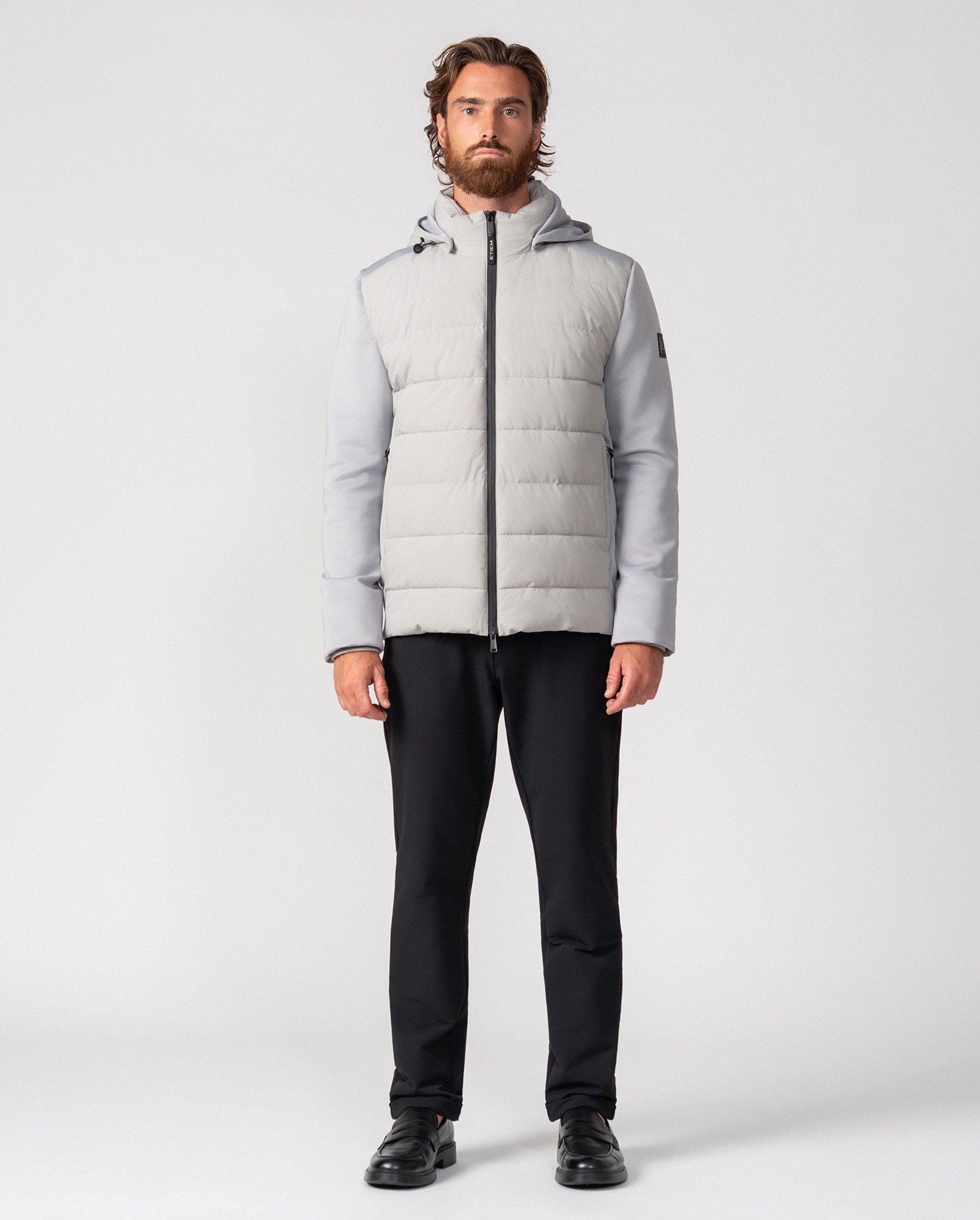 Chaqueta de hombre de tejido técnico y con capucha desmontable - Etiem - Gris claro Gris claro-5