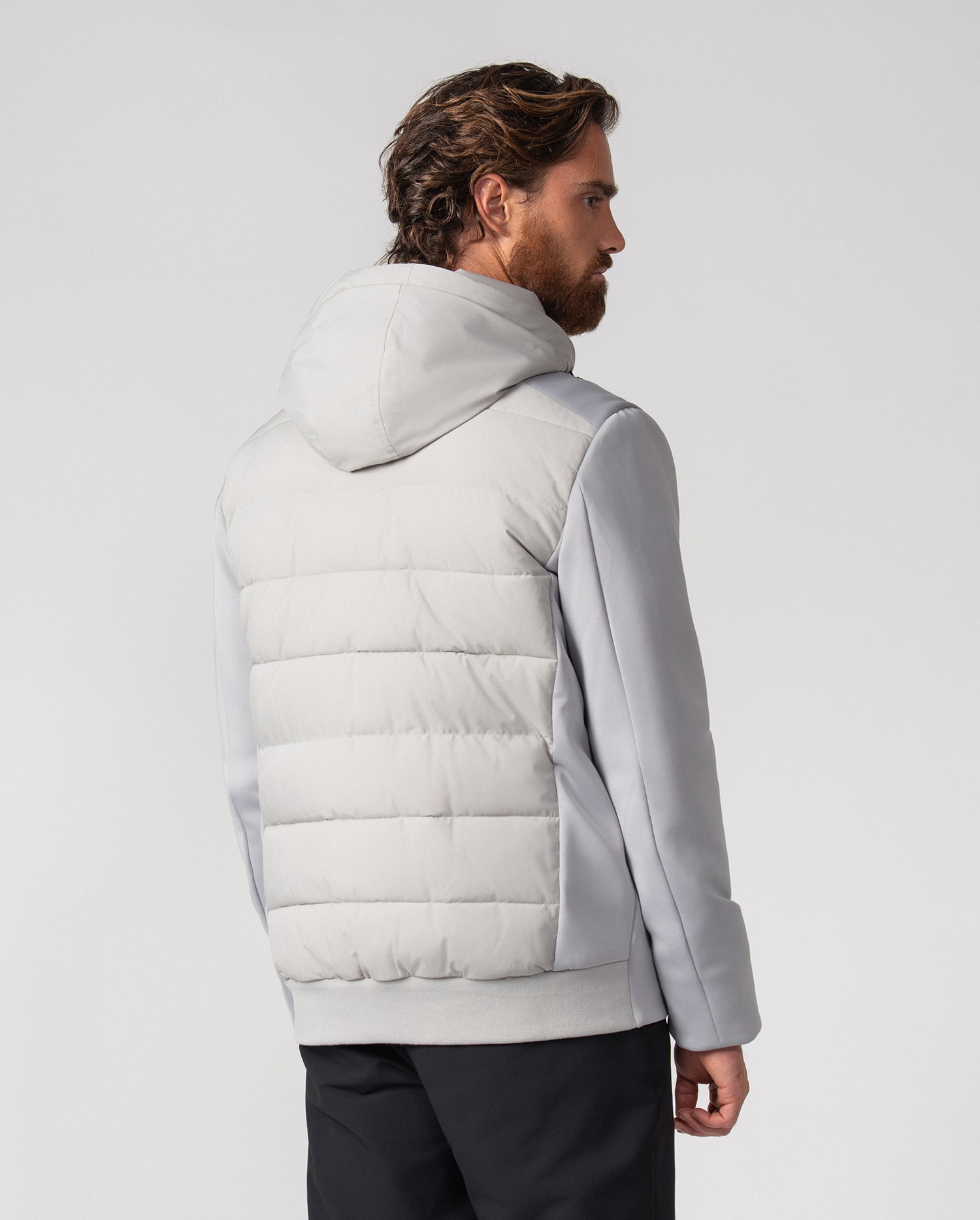 Chaqueta de hombre de tejido técnico y con capucha desmontable - Etiem - Gris claro Gris claro-6
