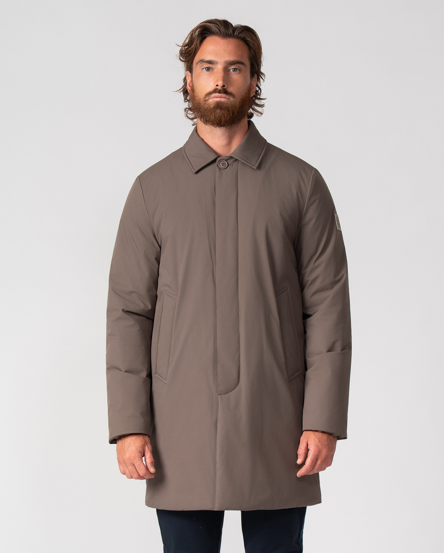 Gabardina de hombre ultraligera con cuello camisero - Etiem - Visón Visón-2