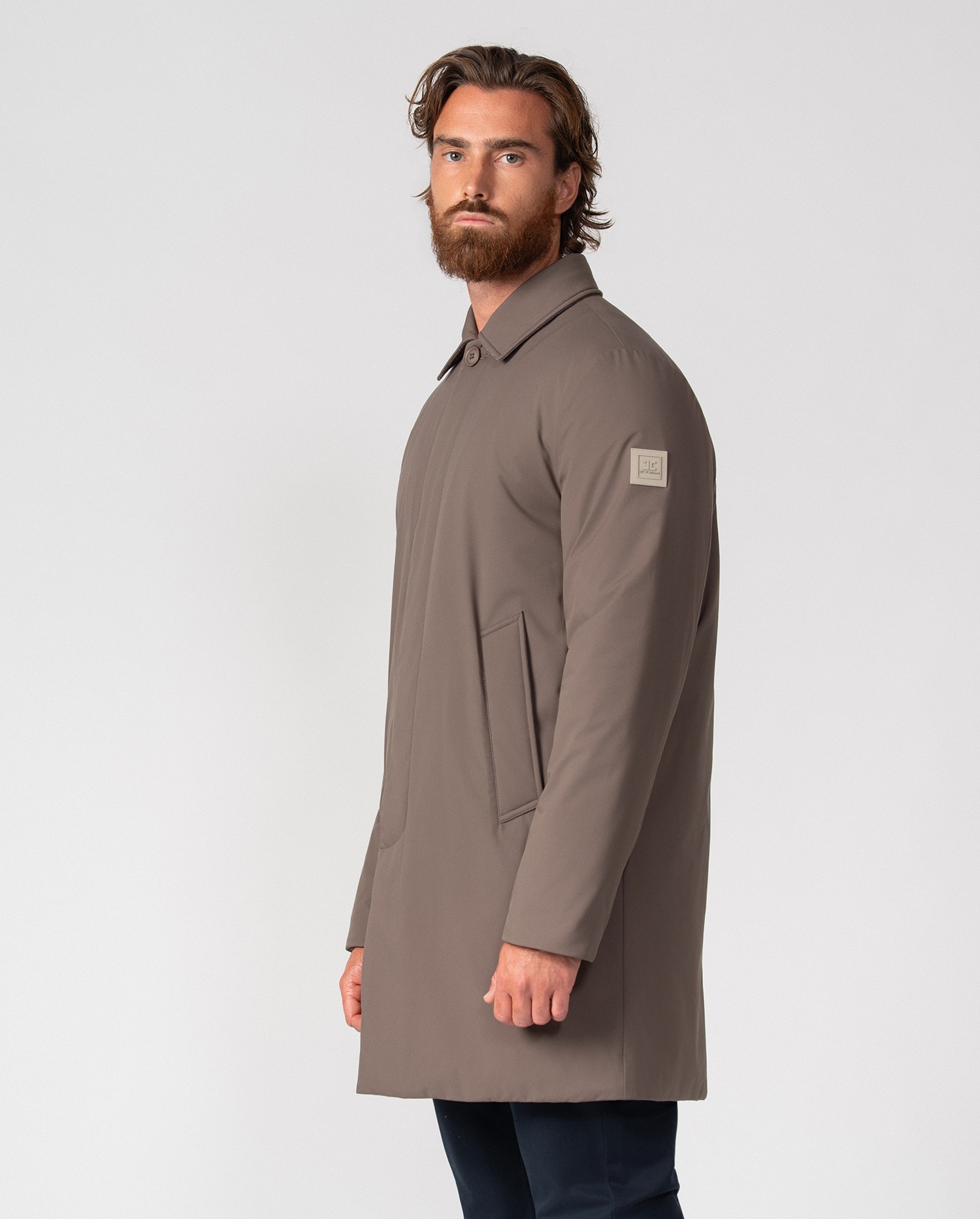 Gabardina de hombre ultraligera con cuello camisero - Etiem - Visón Visón-3