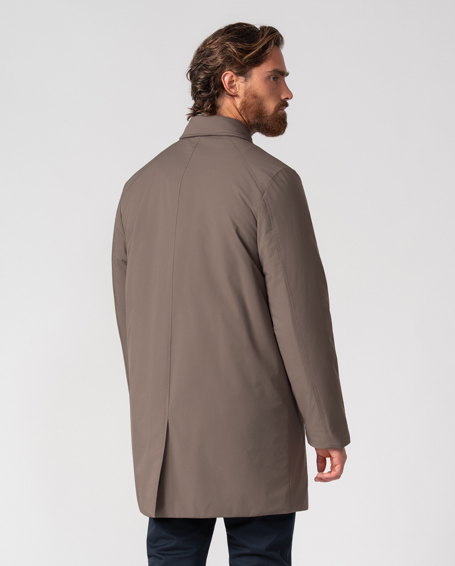Gabardina de hombre ultraligera con cuello camisero - Etiem - Visón Visón-6