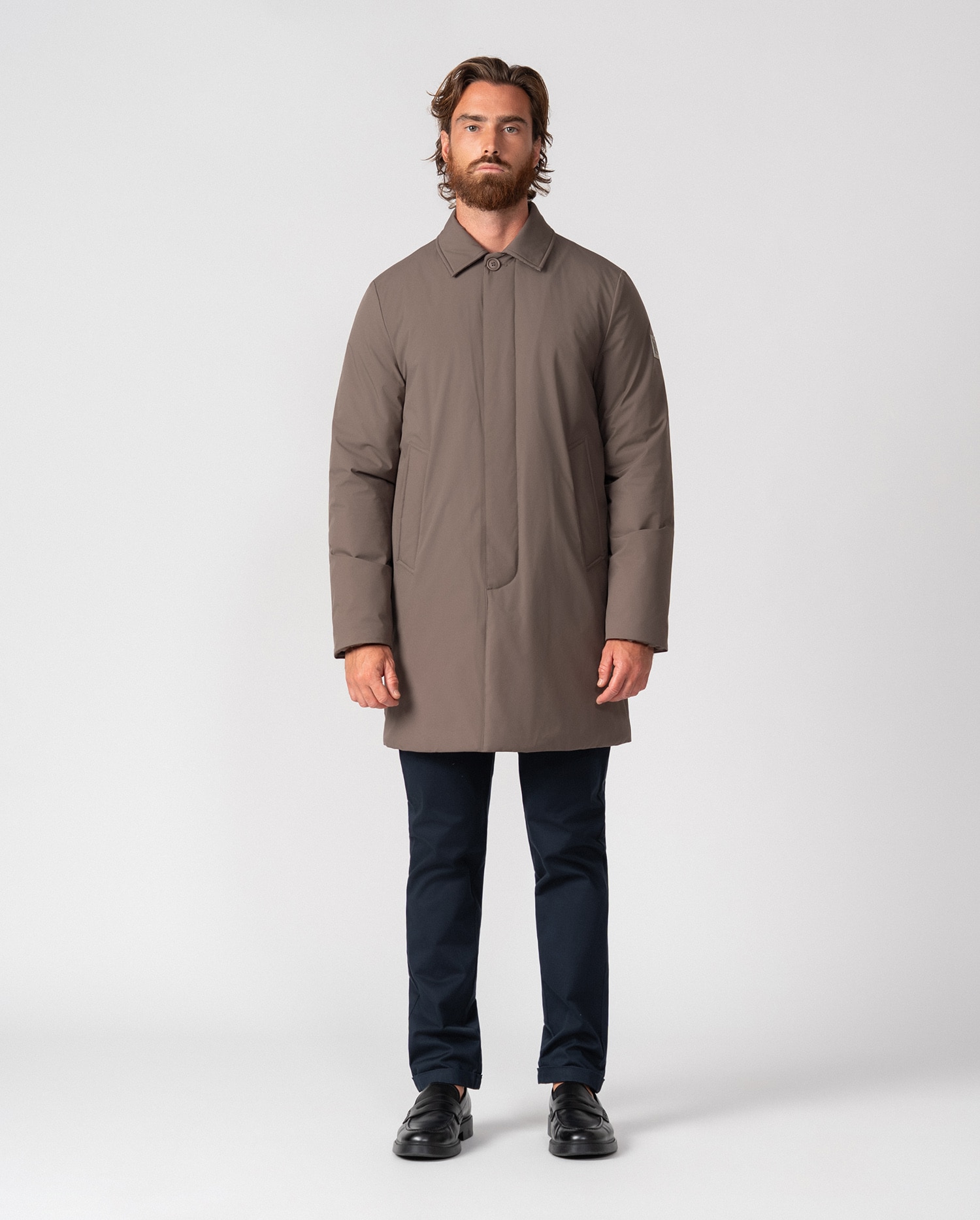 Gabardina de hombre ultraligera con cuello camisero - Etiem - Visón Visón-7