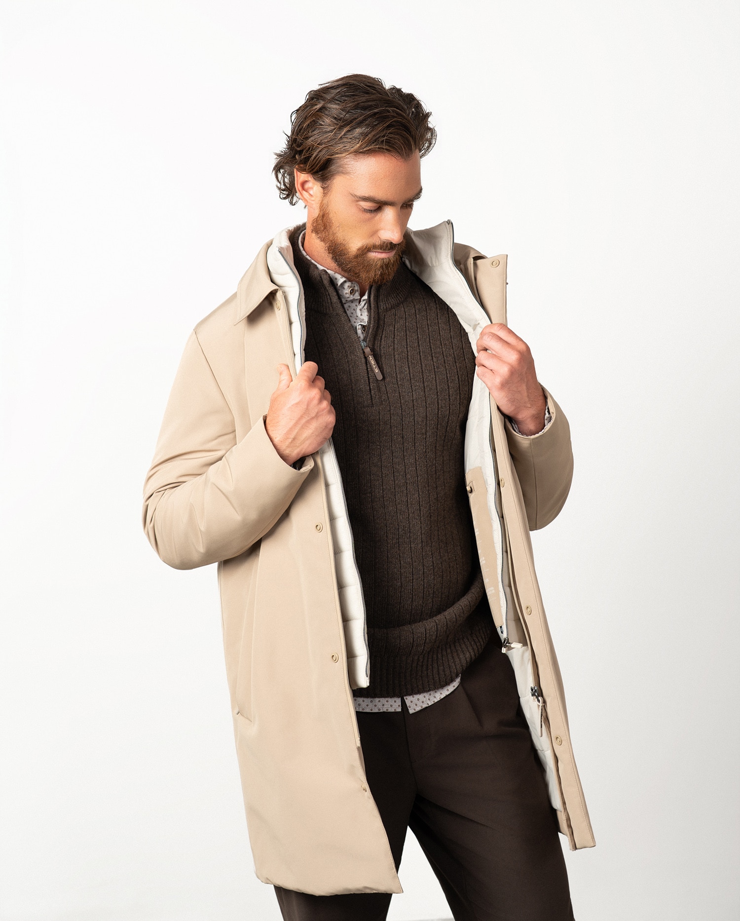 Gabardina de hombre acolchada con vista-chaleco desmontable - Etiem - Arena Arena-5