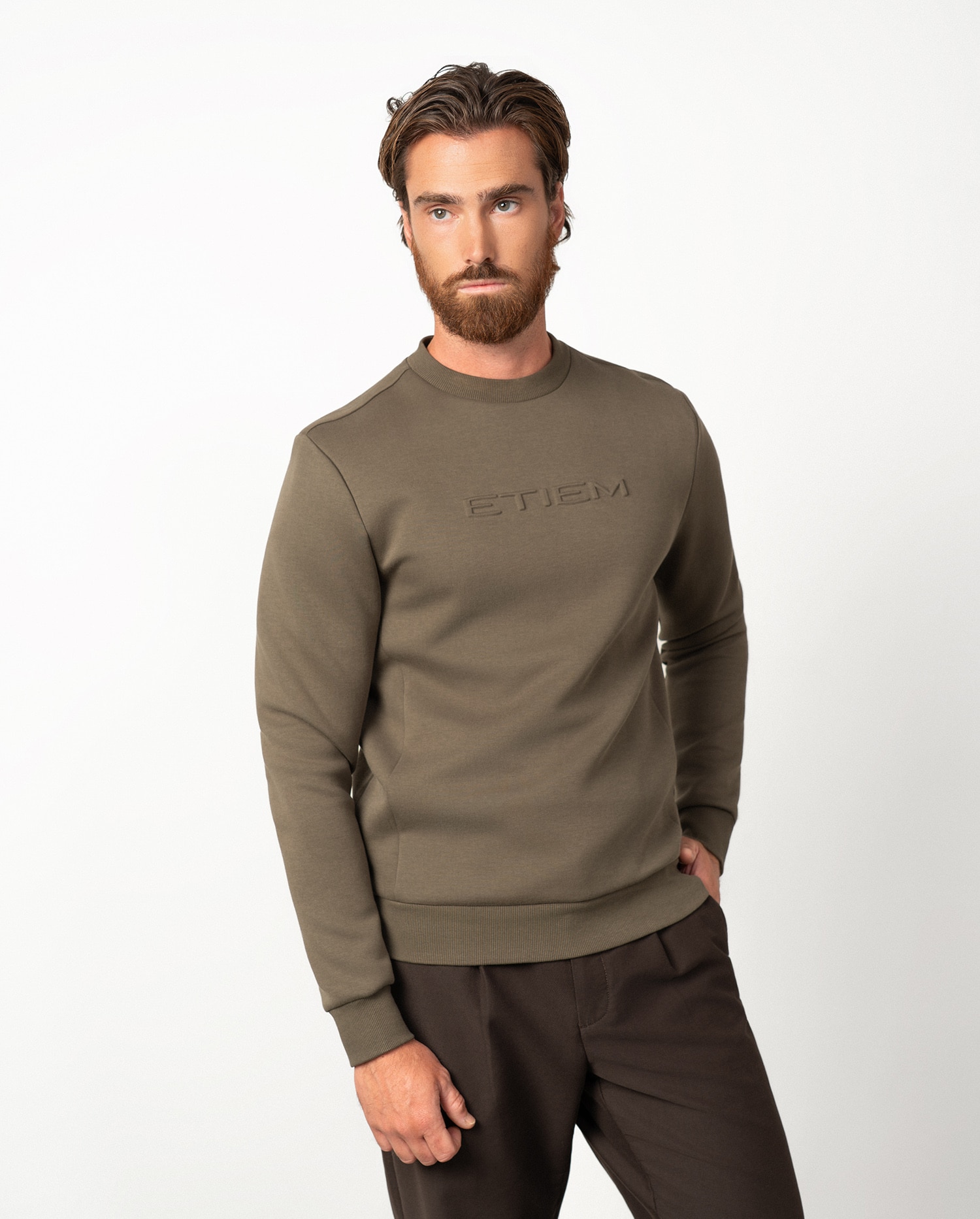 Imagen 0 de Sudadera de hombre en algodón Kaki