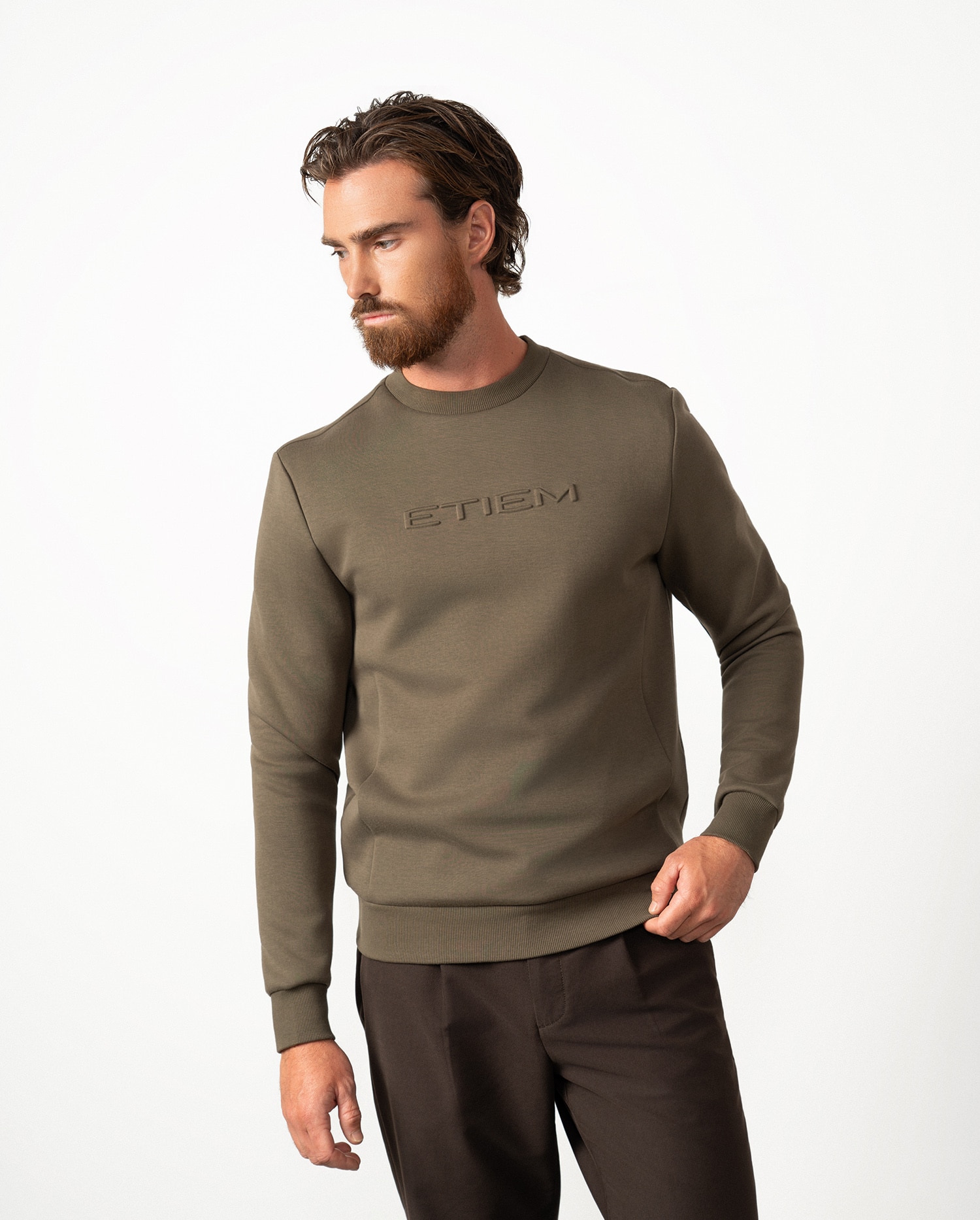 Sudadera de hombre en algodón - Etiem - Kaki Kaki-2