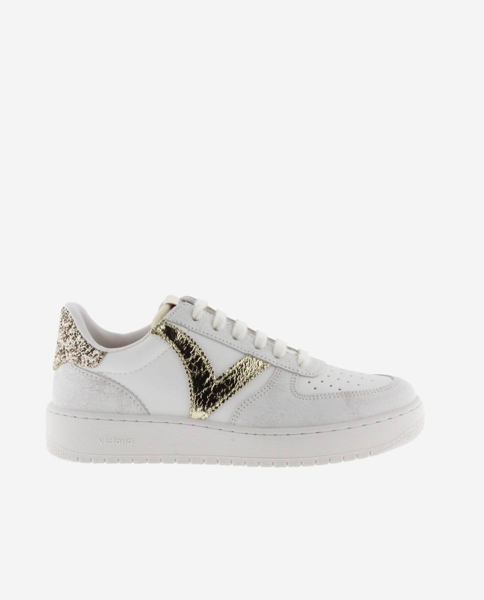 Victoria - Zapatillas deportivas de mujer con piezas metalizadas y de efecto craquelado.