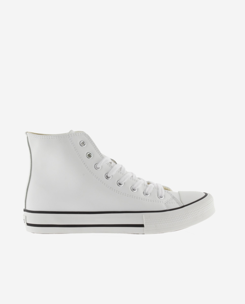 Zapatillas altas de mujer con cordones blancos - Victoria - Blanco Blanco-1