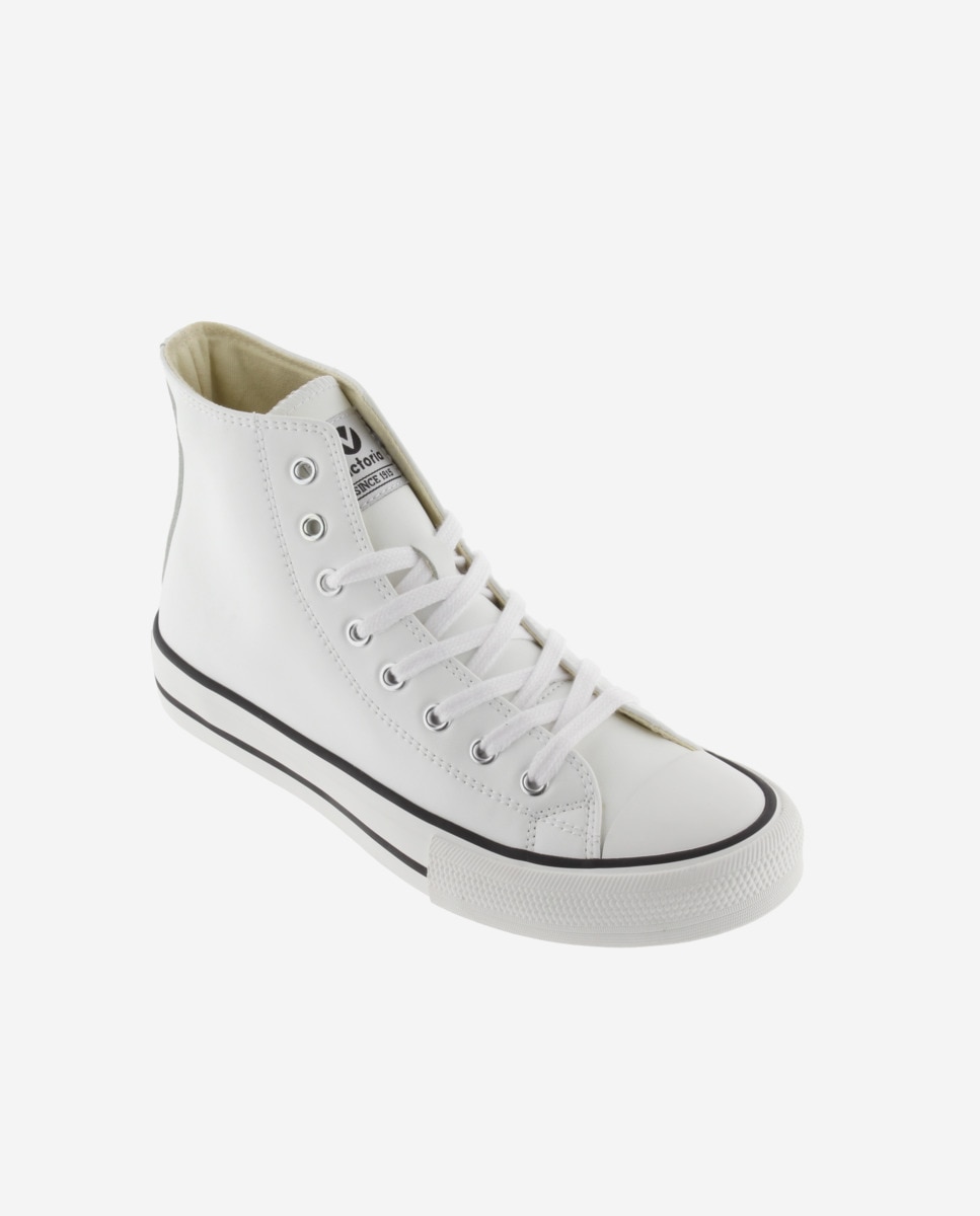 Zapatillas altas de mujer con cordones blancos - Victoria - Blanco Blanco-3