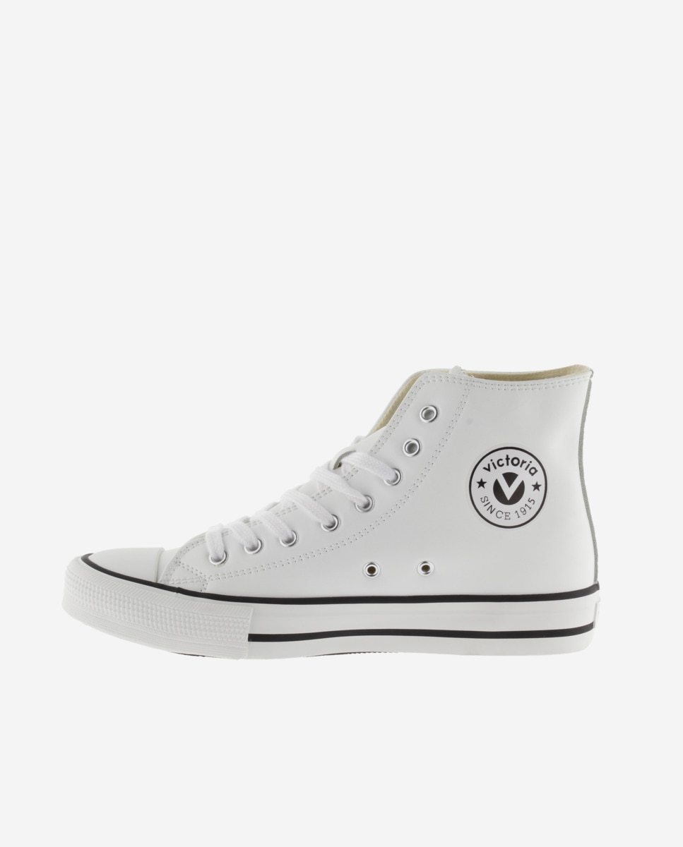 Zapatillas altas de mujer con cordones blancos - Victoria - Blanco Blanco-2