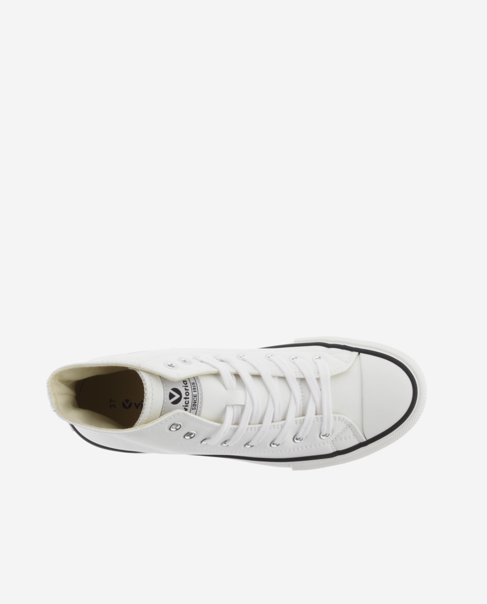 Zapatillas altas de mujer con cordones blancos - Victoria - Blanco Blanco-4