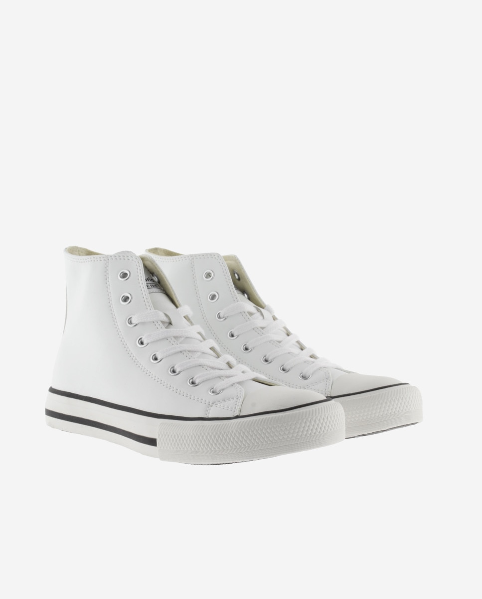 Zapatillas altas de mujer con cordones blancos - Victoria - Blanco Blanco-5