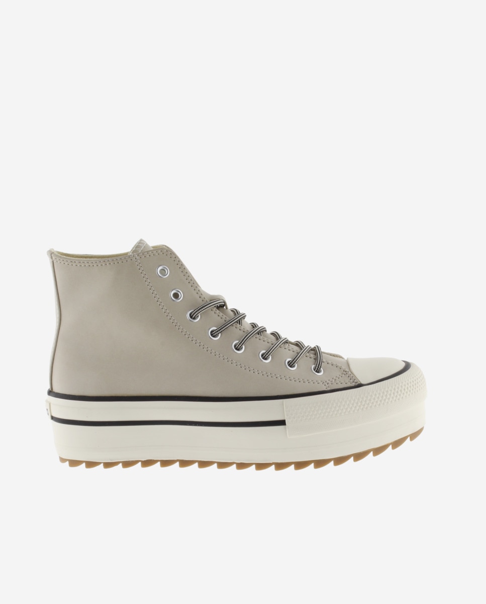 Zapatillas altas de mujer con sello retro y suela doble en sierra - Victoria - Beige Beige-1