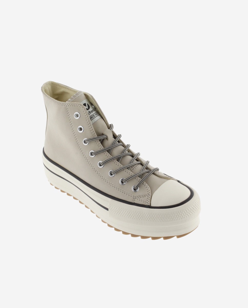 Zapatillas altas de mujer con sello retro y suela doble en sierra - Victoria - Beige Beige-3