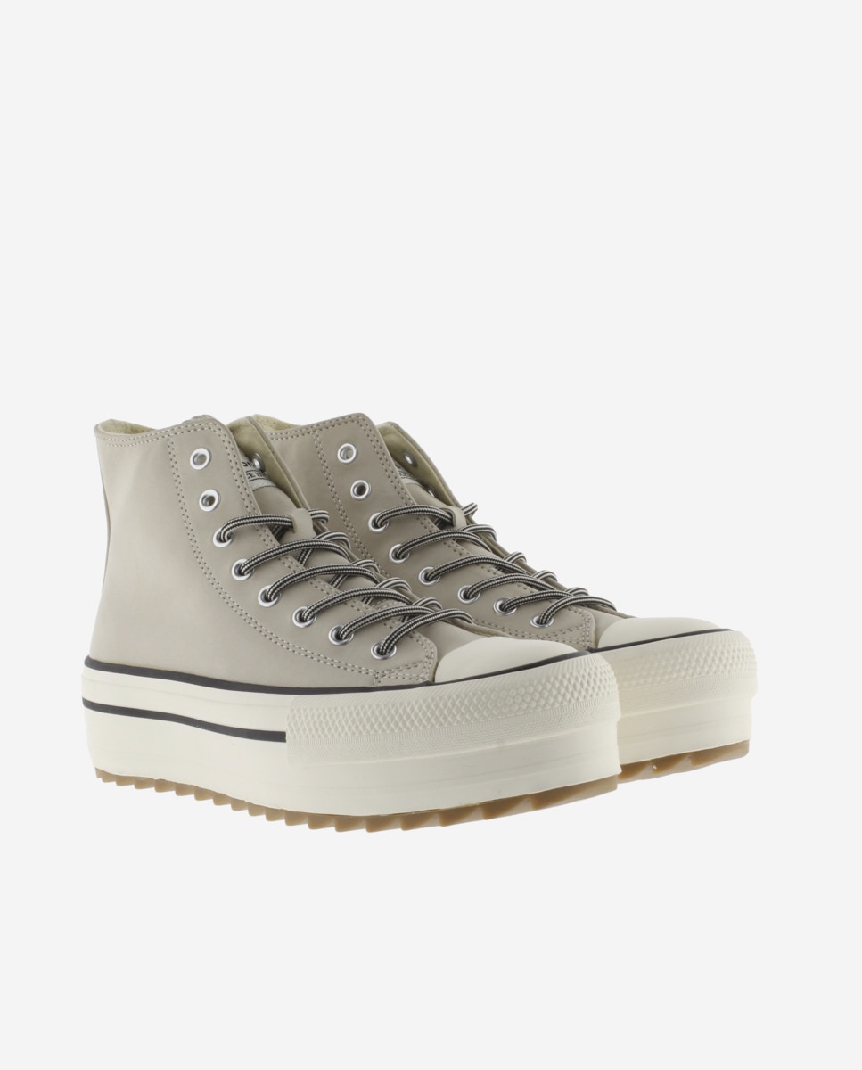 Zapatillas altas de mujer con sello retro y suela doble en sierra - Victoria - Beige Beige-5