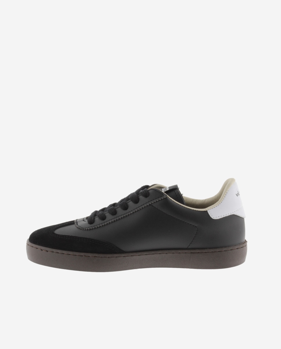 Zapatillas deportivas unisex con piezas en contraste y suela marrón chocolate - Victoria - Negro Negro-3