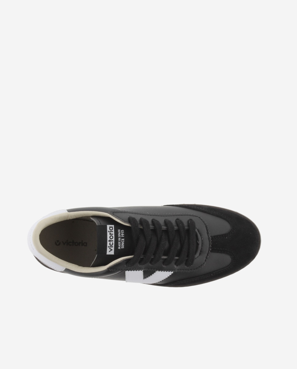 Zapatillas deportivas unisex con piezas en contraste y suela marrón chocolate - Victoria - Negro Negro-5