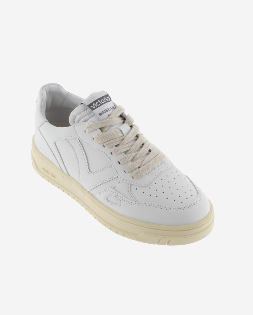 Zapatillas deportivas unisex blanco monocromo con puntera perforada - Victoria - Blanco Blanco-3