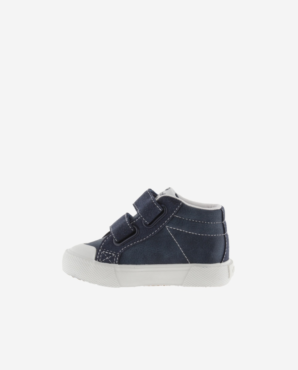 Zapatillas altas de niño con logotipo en contraste y tiras adherentes - Victoria - Azul marino Azul marino-3