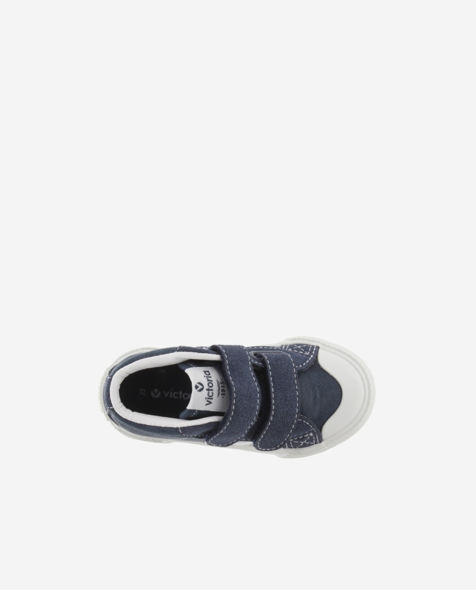 Zapatillas altas de niño con logotipo en contraste y tiras adherentes - Victoria - Azul marino Azul marino-4