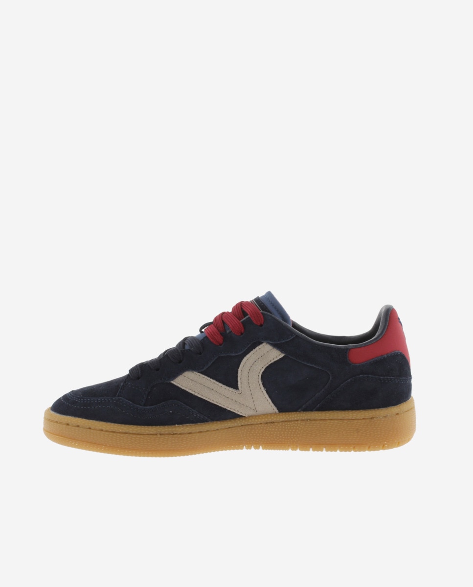Zapatillas deportivas unisex de serraje con piezas de color y suela caramelo - Victoria - Azul marino Azul marino-2