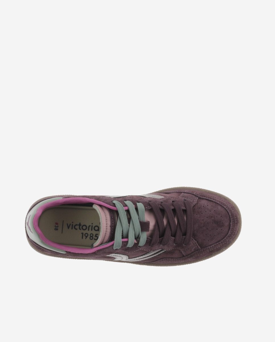 Zapatillas deportivas unisex de serraje con piezas de color - Victoria - Burdeos Burdeos-4