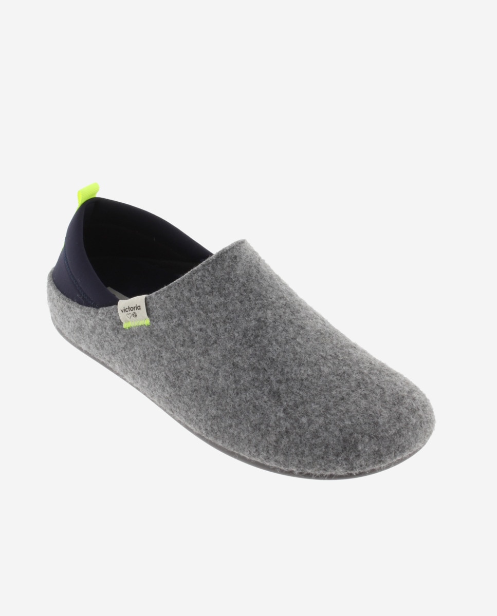 Zapatillas de casa cerradas unisex de fieltro reciclado con pieza trasera de neopreno - Victoria - Gris Gris-3