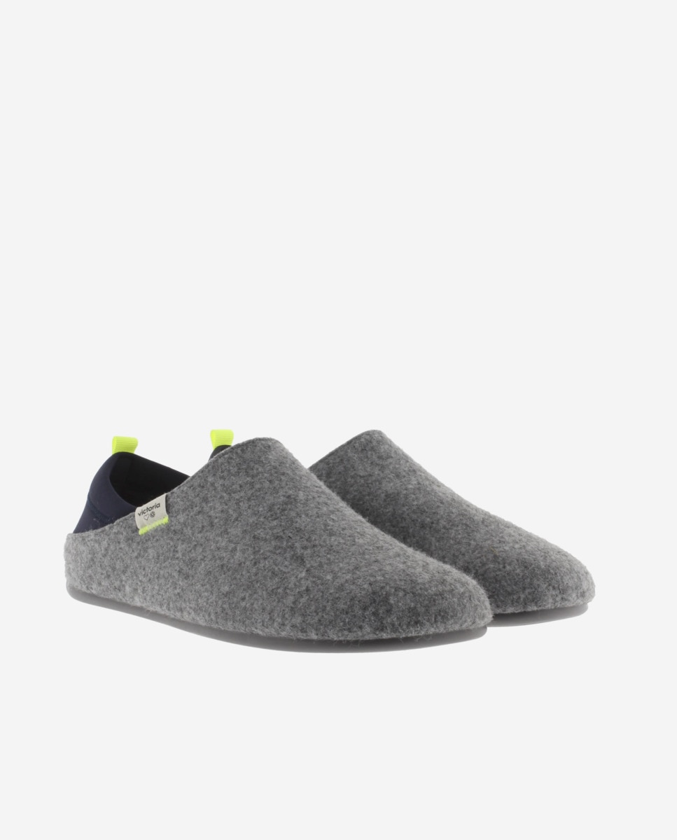 Zapatillas de casa cerradas unisex de fieltro reciclado con pieza trasera de neopreno - Victoria - Gris Gris-5